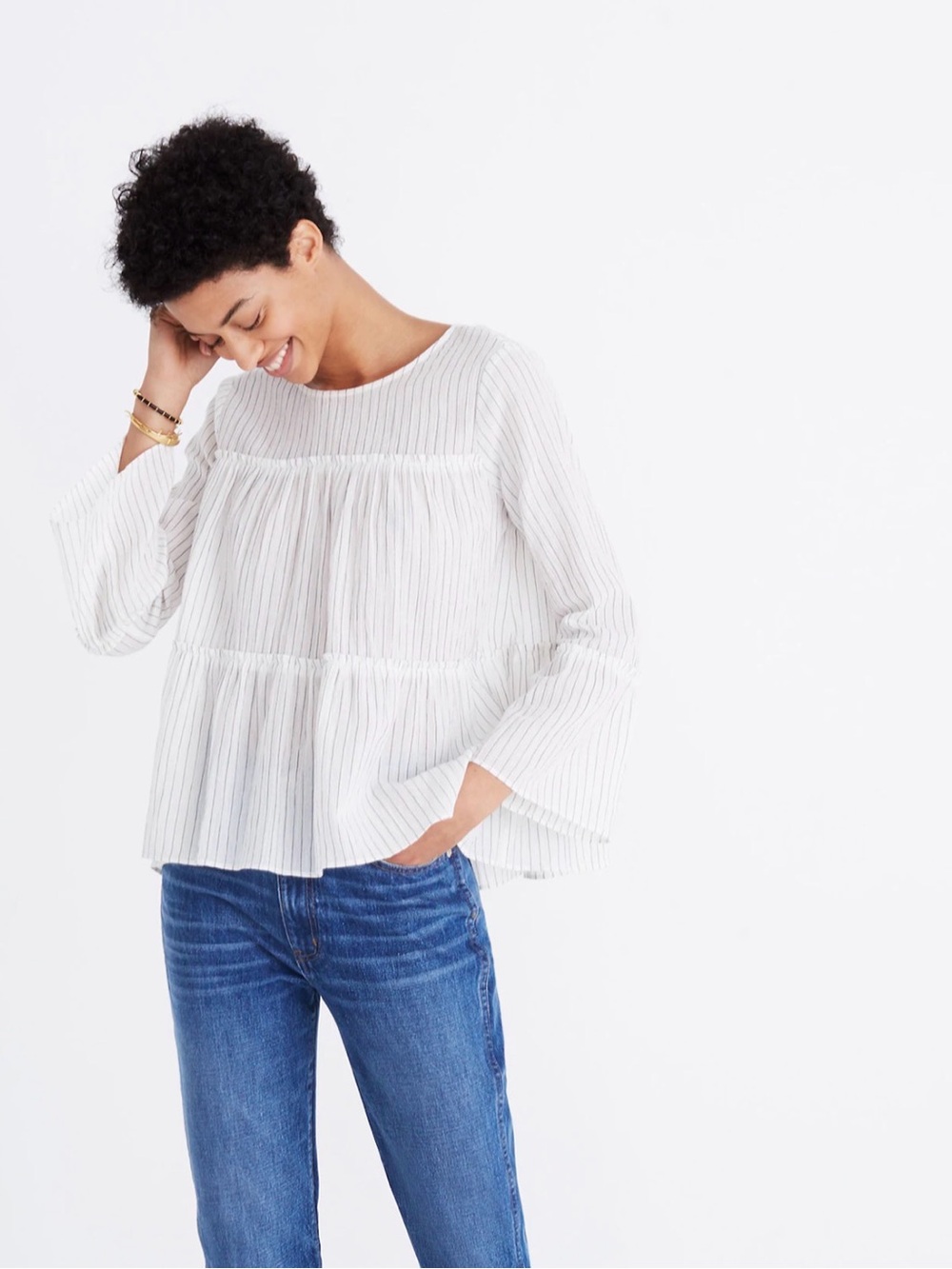 Madewell Tiered Top in Stripe